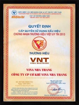VNT's Vietnamese Trusted Brand Certification 2013 - By Vietnam Union of Science And Technology Association